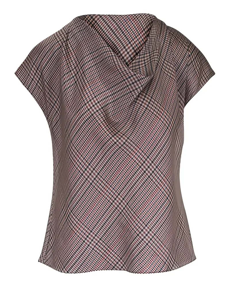 Vince Karierte Bluse mit drapiertem Kragen - Nude Nude