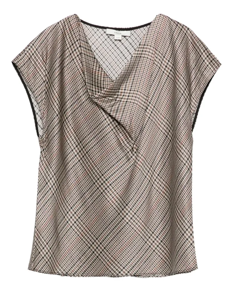 Vince Karierte Bluse mit drapiertem Kragen - Nude Nude