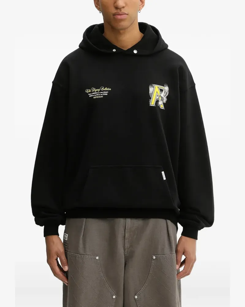 REPRESENT graphic-print drawstring hoodie - Schwarz Schwarz