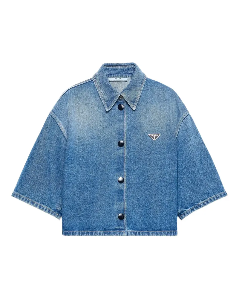 Prada Hemd mit Triangel-Logo - Blau Blau
