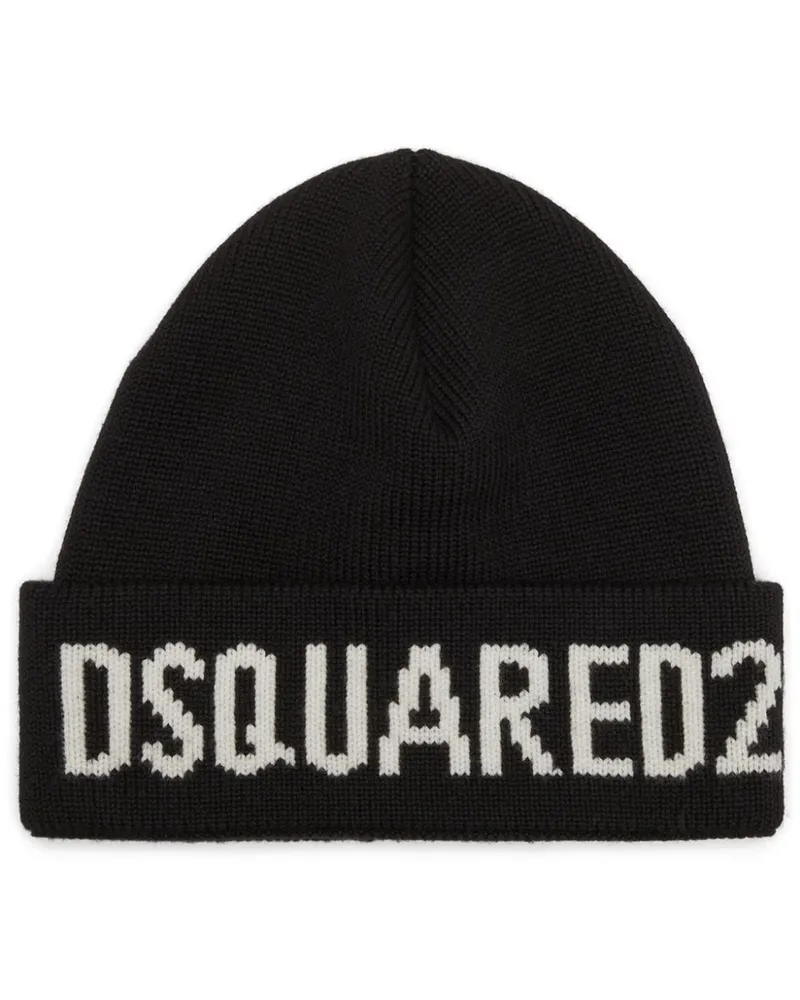Dsquared2 Beanie mit Logo - Schwarz Schwarz