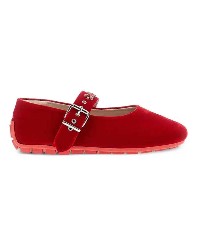 Simone Rocha Kristallverzierte Ballerinas mit Schnallenriemen - Rot Rot