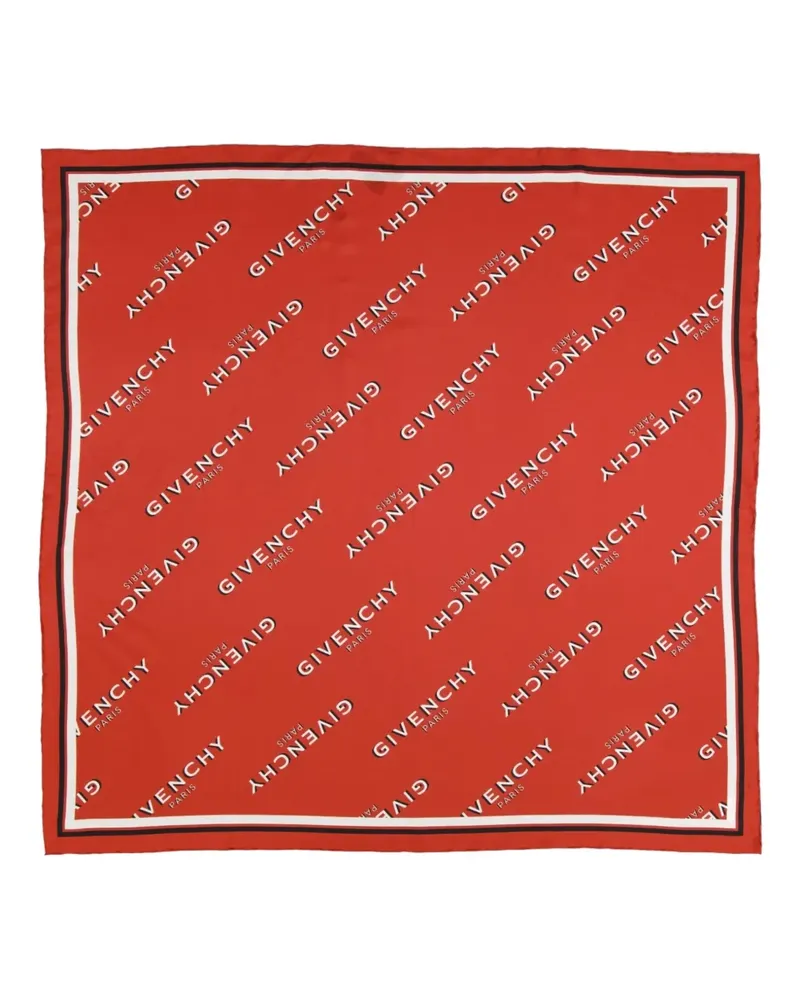 Givenchy logo-lettering silk scarf - Rot Rot