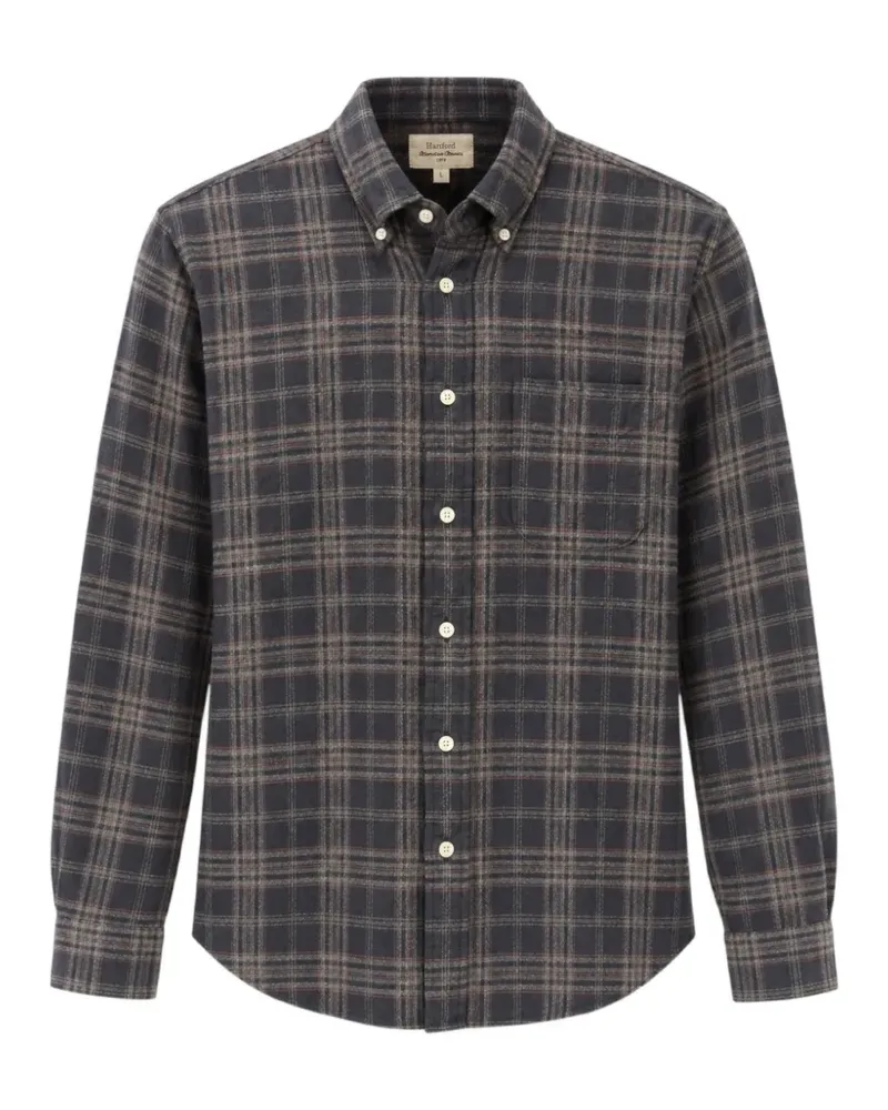 Hartford check-pattern button-down shirt - Blau Blau