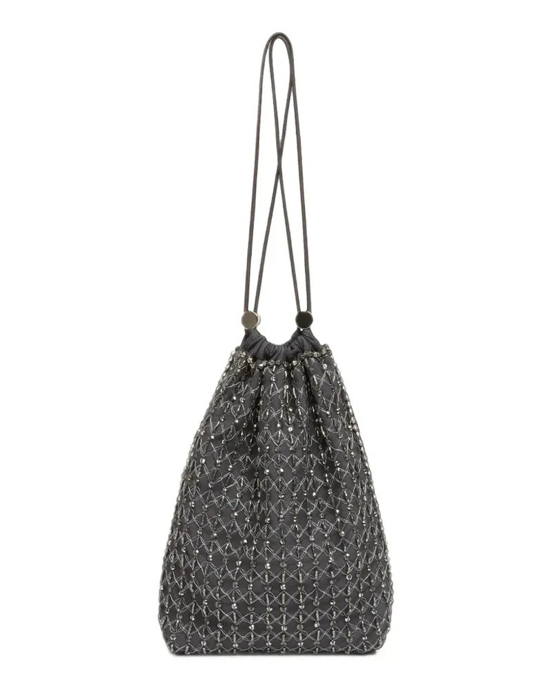Fabiana Filippi Moonlight bead-embellished drawstring bucket bag - Grau Grau