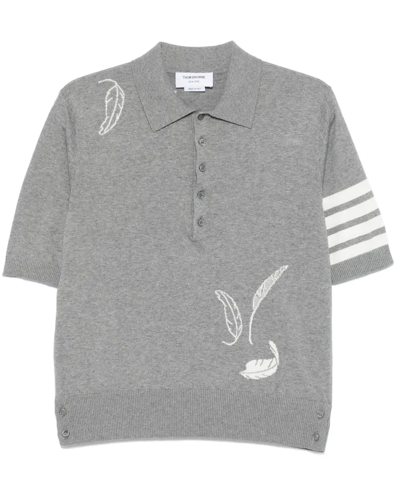 Thom Browne Poloshirt mit Feder-Intarsie - Grau Grau