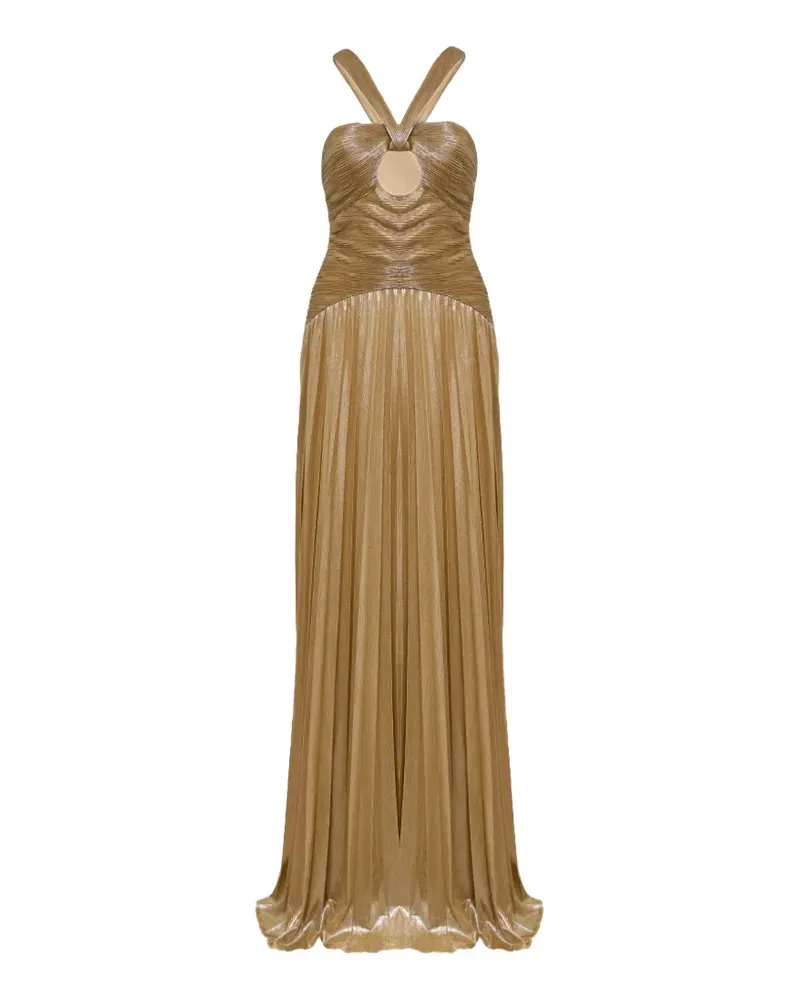 Retrofête Solace pleated metallic maxi dress - Gold Gold