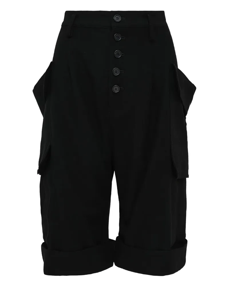 Yohji Yamamoto button-fastening cargo shorts - Schwarz Schwarz