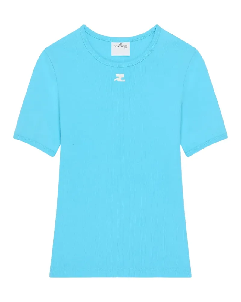 Courrèges T-Shirt mit Logo-Stickerei - Blau Blau