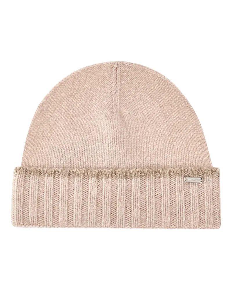 Paul & Shark Gerippte Beanie - Nude Nude