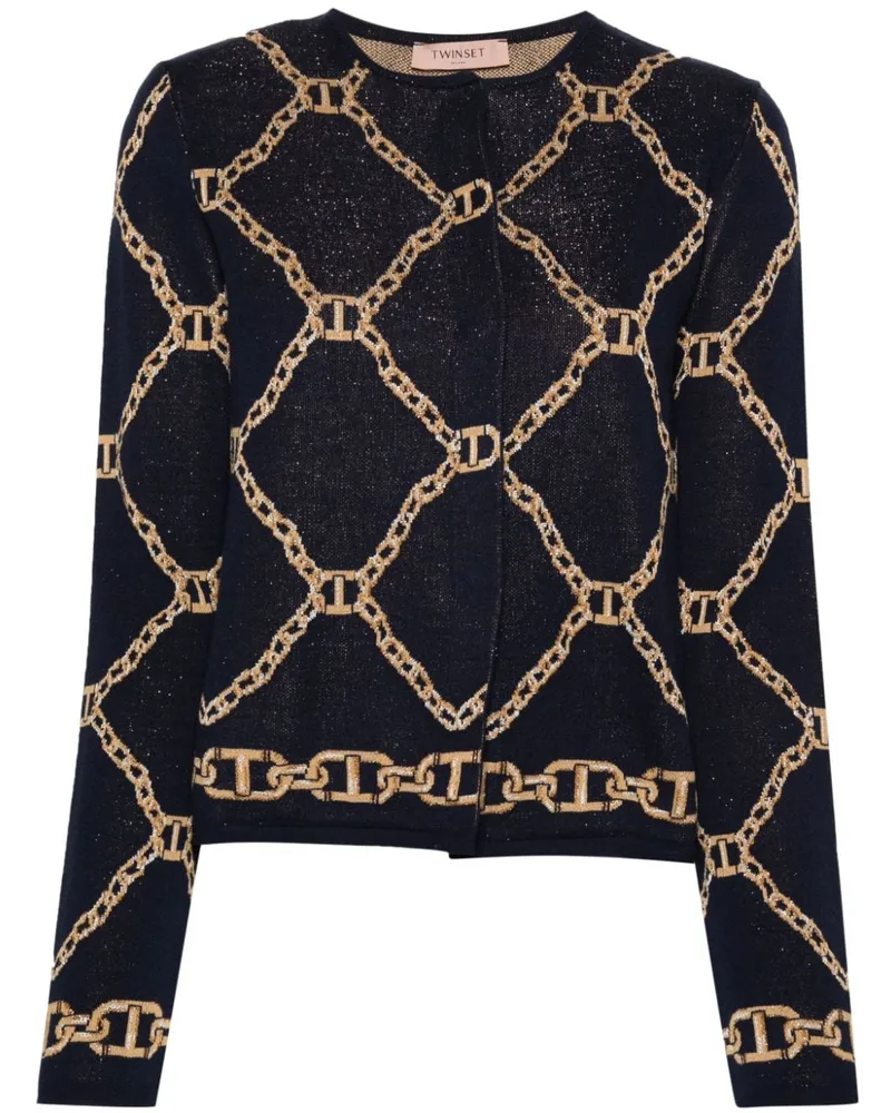 Twin-Set Cardigan mit Ketten - Blau Blau