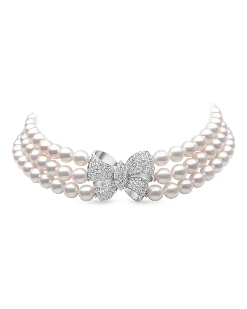 YOKO London Contessa diamond and pearl choker - Silber Silber