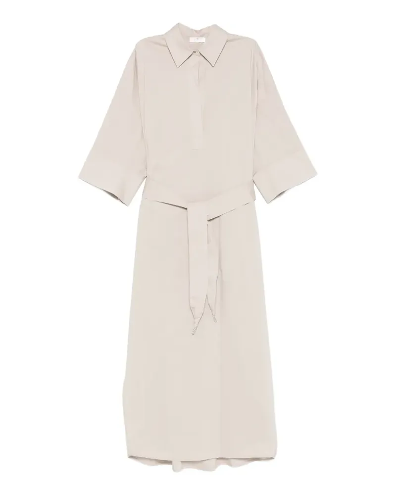 PANICALE Cashmere belted midi shirt dress - Nude Nude