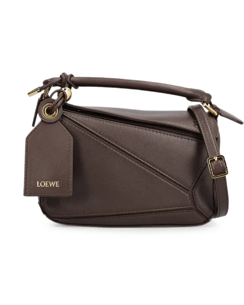 Loewe mini Featherlight Puzzle bag in nappa lambskin - Braun Braun