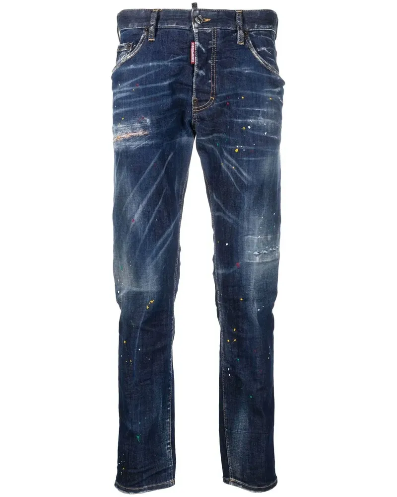 Dsquared2 Slim-Fit-Jeans mit Farbklecksen - Blau Blau