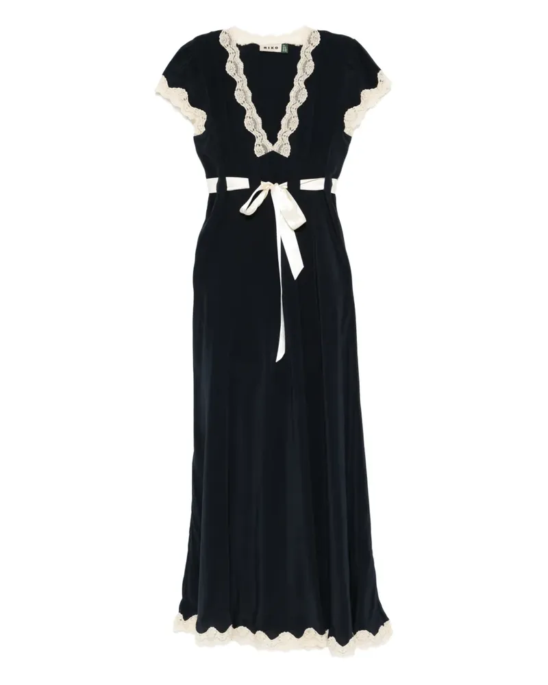 RIXO Marlice lace-detail tie-detail midi dress - Blau Blau