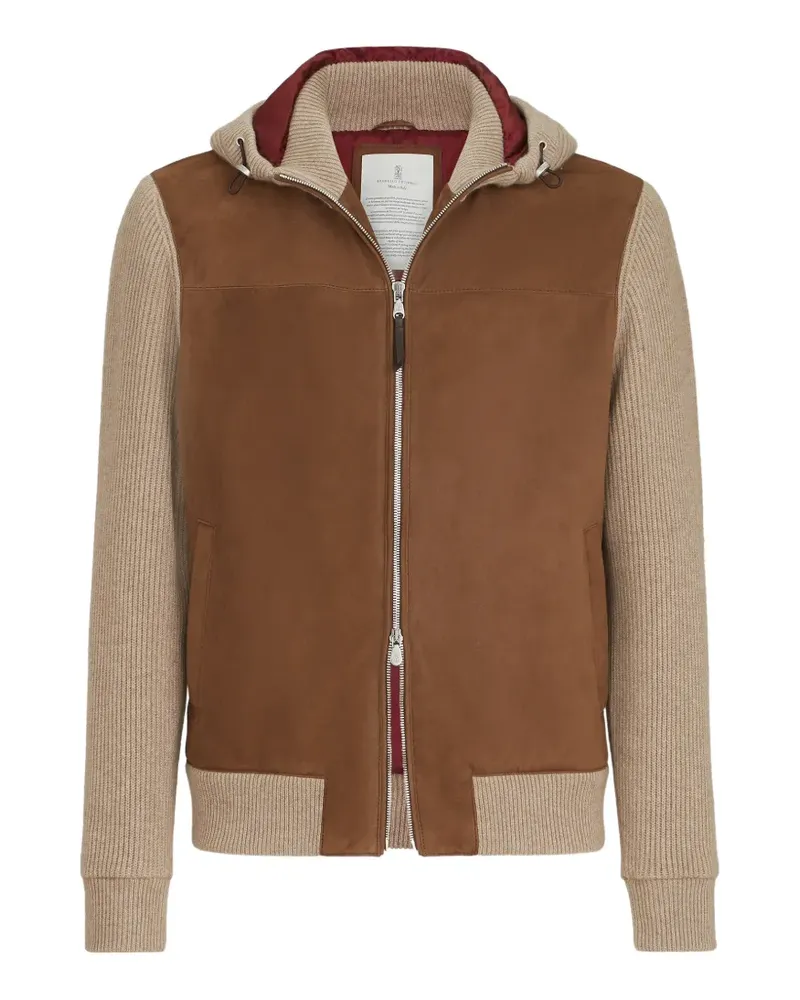 Brunello Cucinelli zip-up hooded bomber jacket - Braun Braun