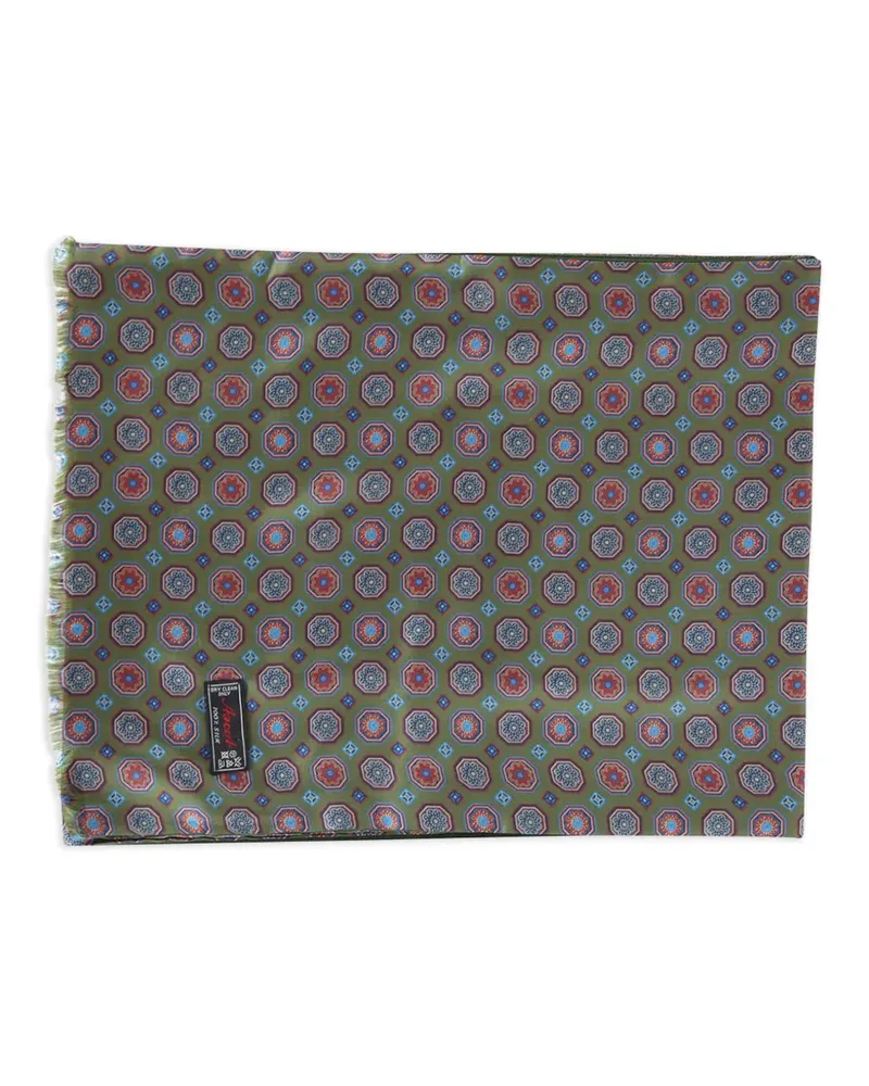 Ascot patterned frayed scarf - Grün Grün