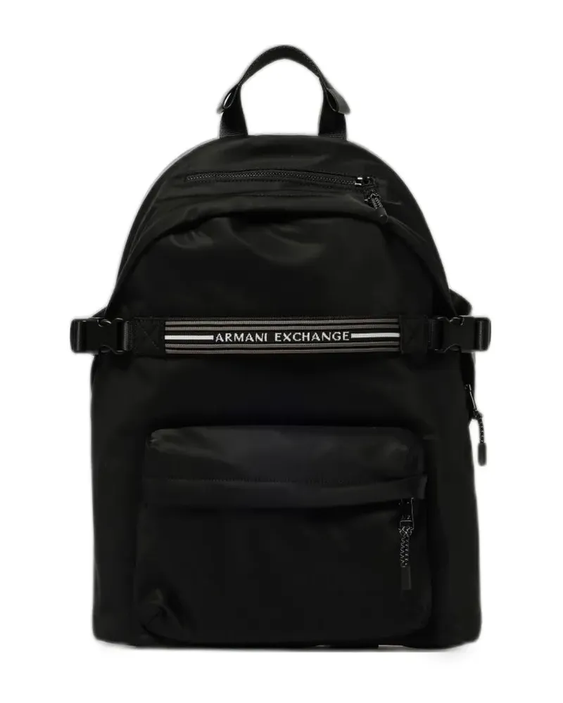 Emporio Armani Rucksack mit Logo-Streifen - Schwarz Schwarz