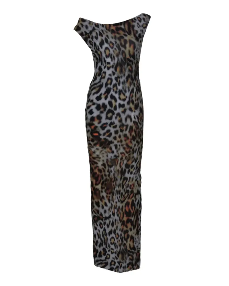 Norma Kamali sleeveless animal-print maxi dress - Braun Braun
