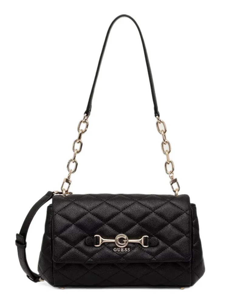 Guess Frances quilted logo-plaque shoulder bag - Schwarz Schwarz