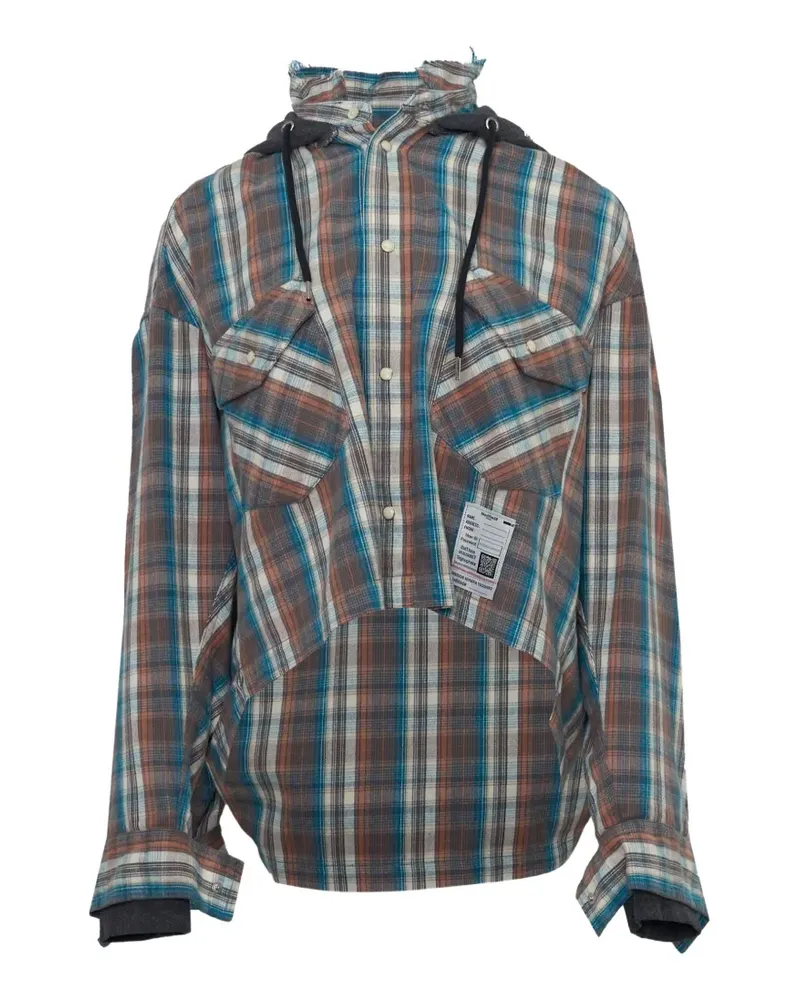 MIHARAYASUHIRO hoodie combine checkered shirt - Orange Orange