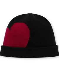 Moschino Intarsien-Beanie mit Herzmotiv Schwarz