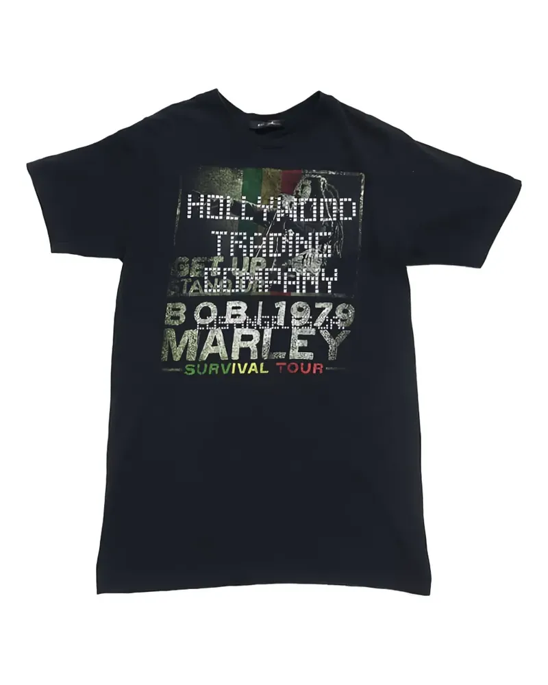 HTC Hollywood Trading Company Bob Marley T-Shirt mit Nieten - Schwarz Schwarz