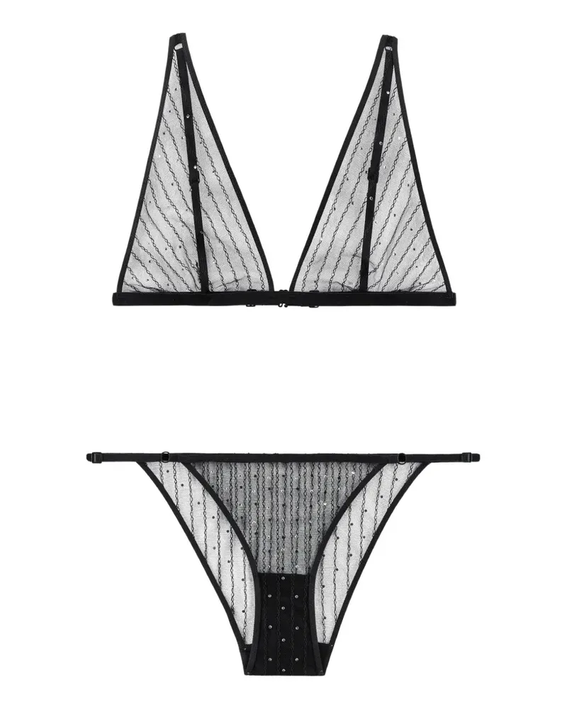 Aubade Set aus Nuit Étoilée Slip und BH mit Strass - Schwarz Schwarz