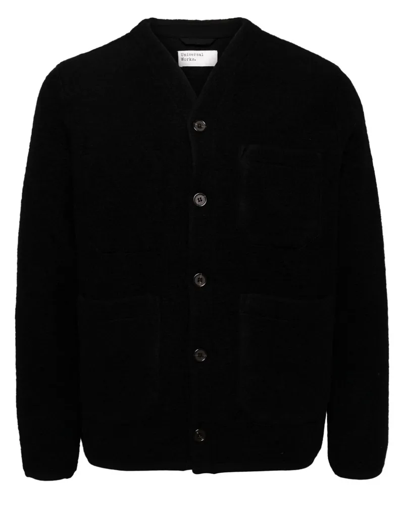 Universal Works Cardigan aus Fleece - Schwarz Schwarz