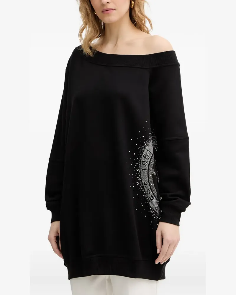 Guess Schulterfreies Sweatshirt mit Strass - Schwarz Schwarz