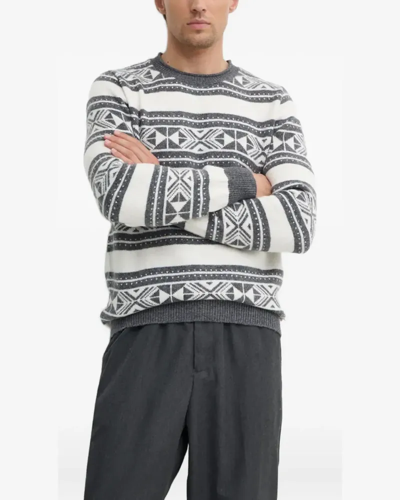 Guess Gemusterter Pullover mit Streifen - Weiß Weiß