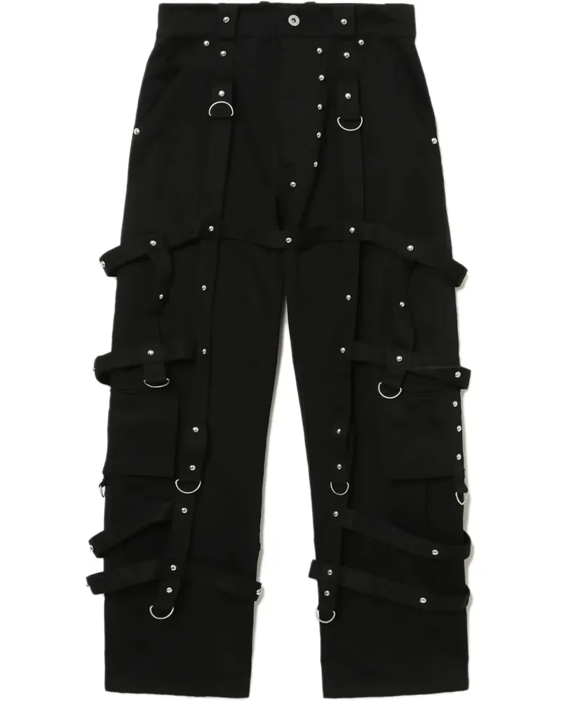 WE 11 DONE Cargohose mit Nieten - Schwarz Schwarz