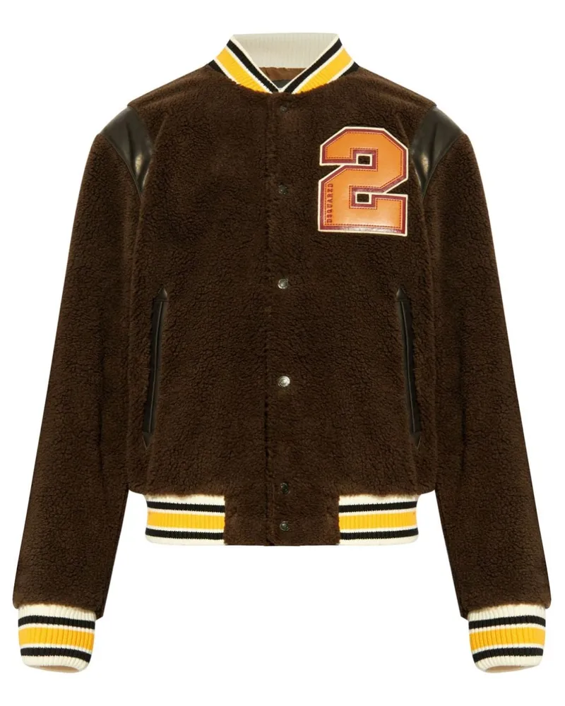Dsquared2 Bear's Varsity Bomberjacke aus Shearling - Braun Braun