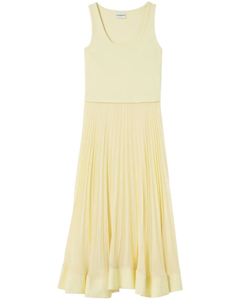 Claudie Pierlot Midikleid im Materialmix - Gelb Gelb