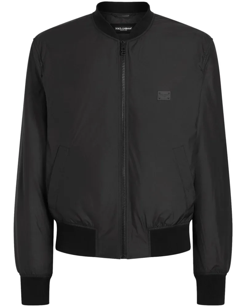 Dolce & Gabbana Bomberjacke mit Logo-Schild - Schwarz Schwarz