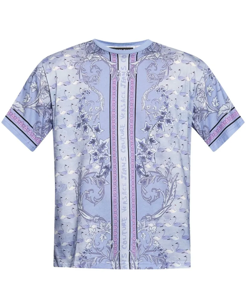 Versace Jeans T-Shirt mit Blumen-Print Violett