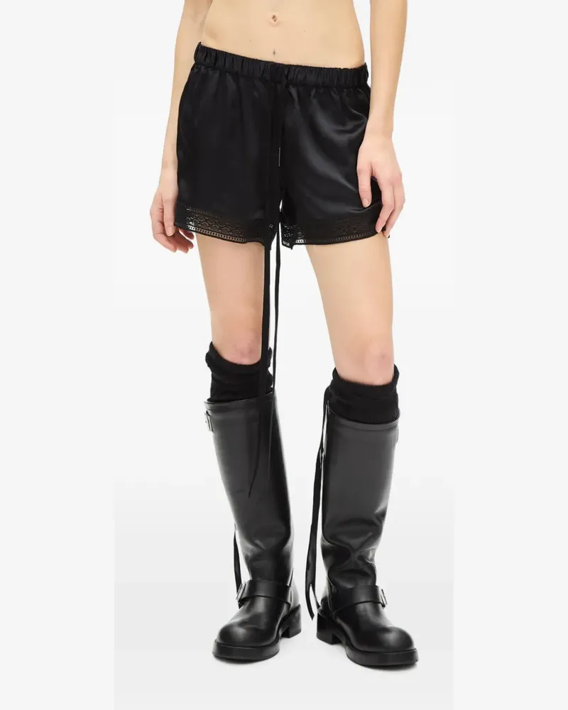 Ann Demeulemeester Anda Satin-Shorts mit Spitzenbesatz - Schwarz Schwarz