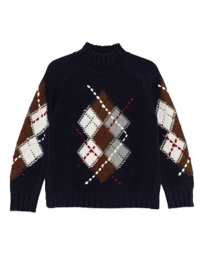Ermanno Scervino argyle-knit high-neck knit - Blau Blau