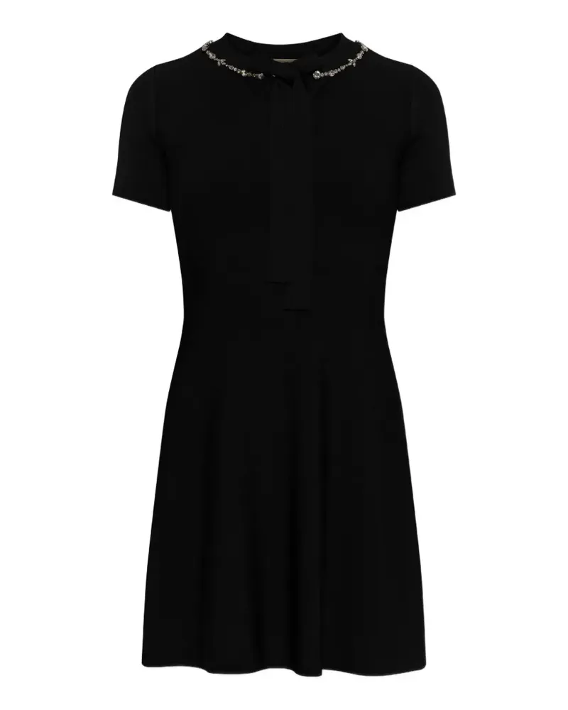 Valentino Garavani crystal-embellished pussy-bow mini dress - Schwarz Schwarz