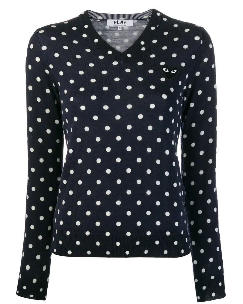 Comme des Garçons Gepunkteter Strickpullover - Blau Blau