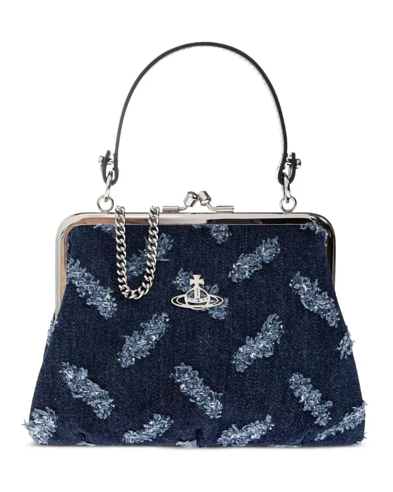 Vivienne Westwood Ausgefranster Jeans-Tote Bag mit Orb-Muster - Blau Blau