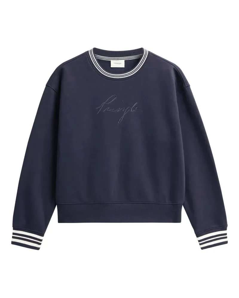 Pringle of Scotland Sweatshirt mit Logo-Stickerei und gestreiftem Besatz - Blau Blau