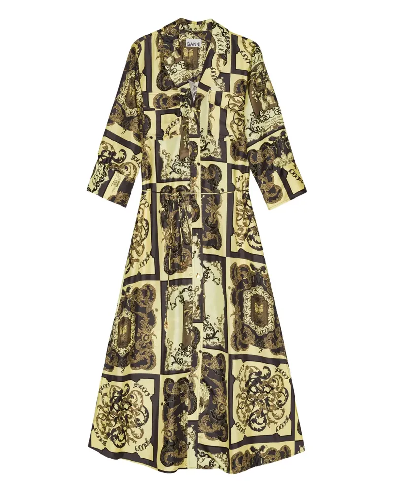 Ganni Maxikleid mit Print - Gelb Gelb