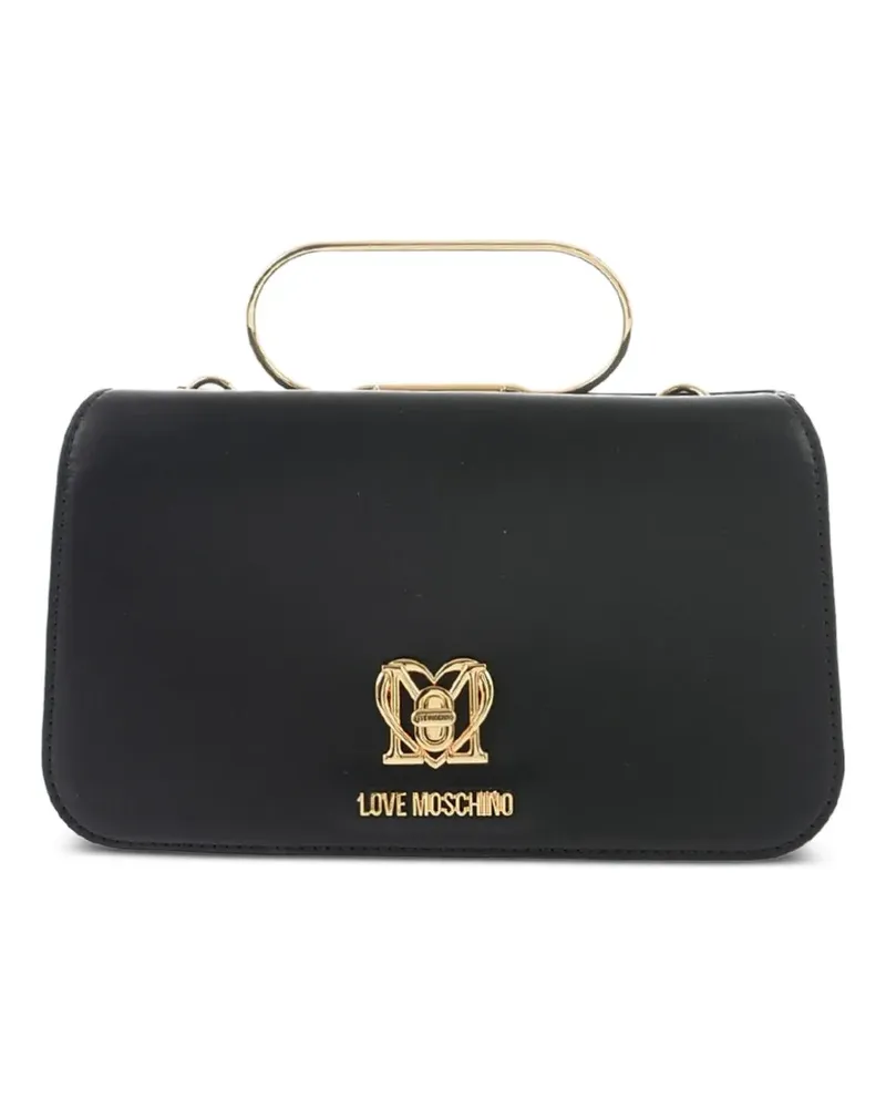 Moschino Clutch mit Logo-Schild - Schwarz Schwarz