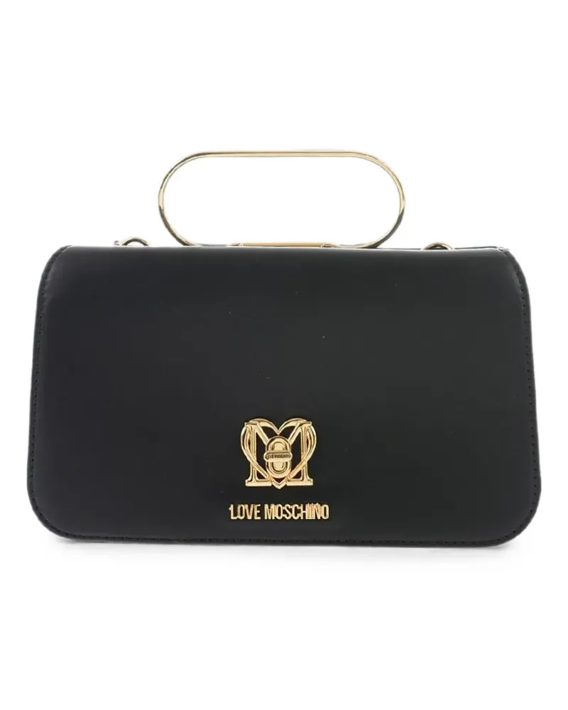 Moschino logo-plaque cutch bag - Schwarz Schwarz