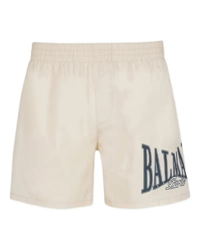 Balmain logo-print swim shorts - Nude Nude