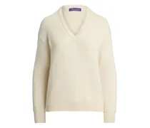 Strickpullover mit V-Ausschnitt - Weiß