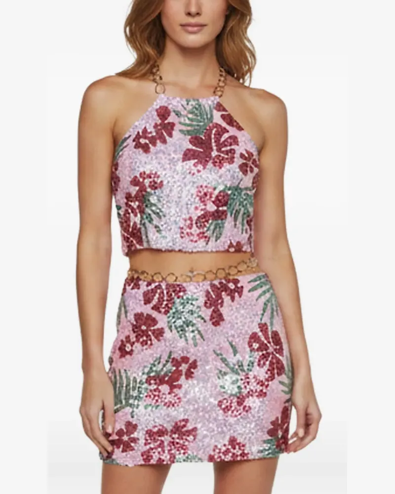 Maje sequin-embellished mini skirt set ( top and skirt set ) - Rosa Rosa