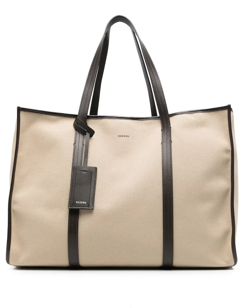 Sandro Tote Bag aus Canvas - Nude Nude
